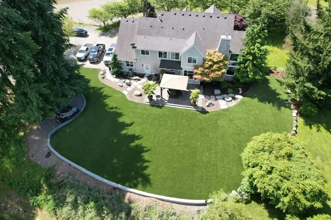 Large estate backyard aerial turf North Georgia